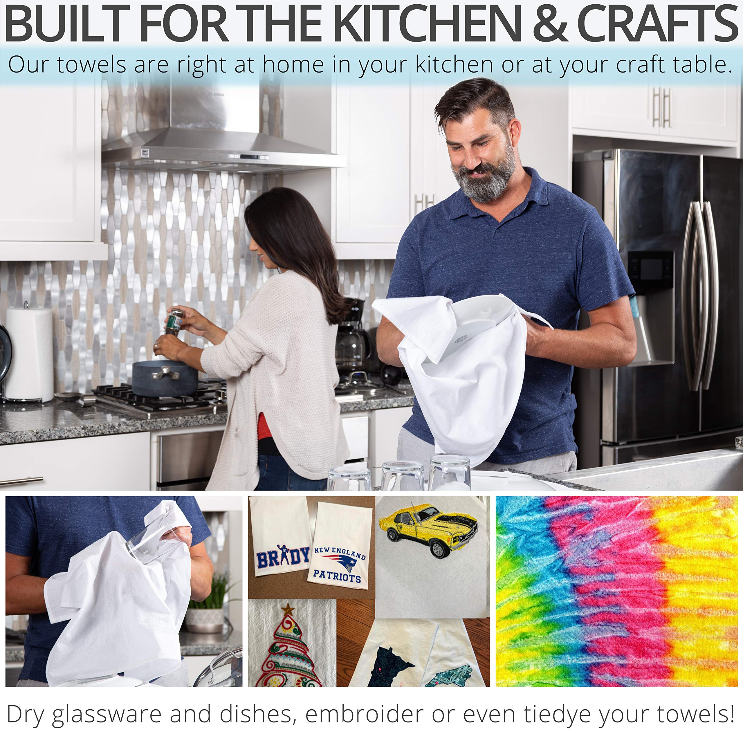 Uso culinario diario con Aunti Em's Kitchen, toallas absorbentes para secado.