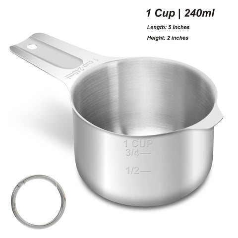 AUOIKK Taza medidora de acero inoxidable con marcas grabadas para evitar errores.
