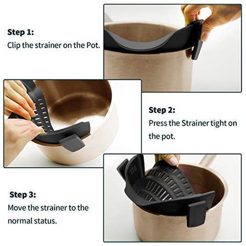 AUOON colador abrazadera multiusos para frutas y verduras, filtrado eficiente.
