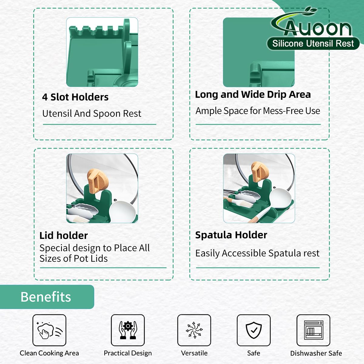AUOON soporte-tapas-estufa silicona aporta estilo moderno a la cocina