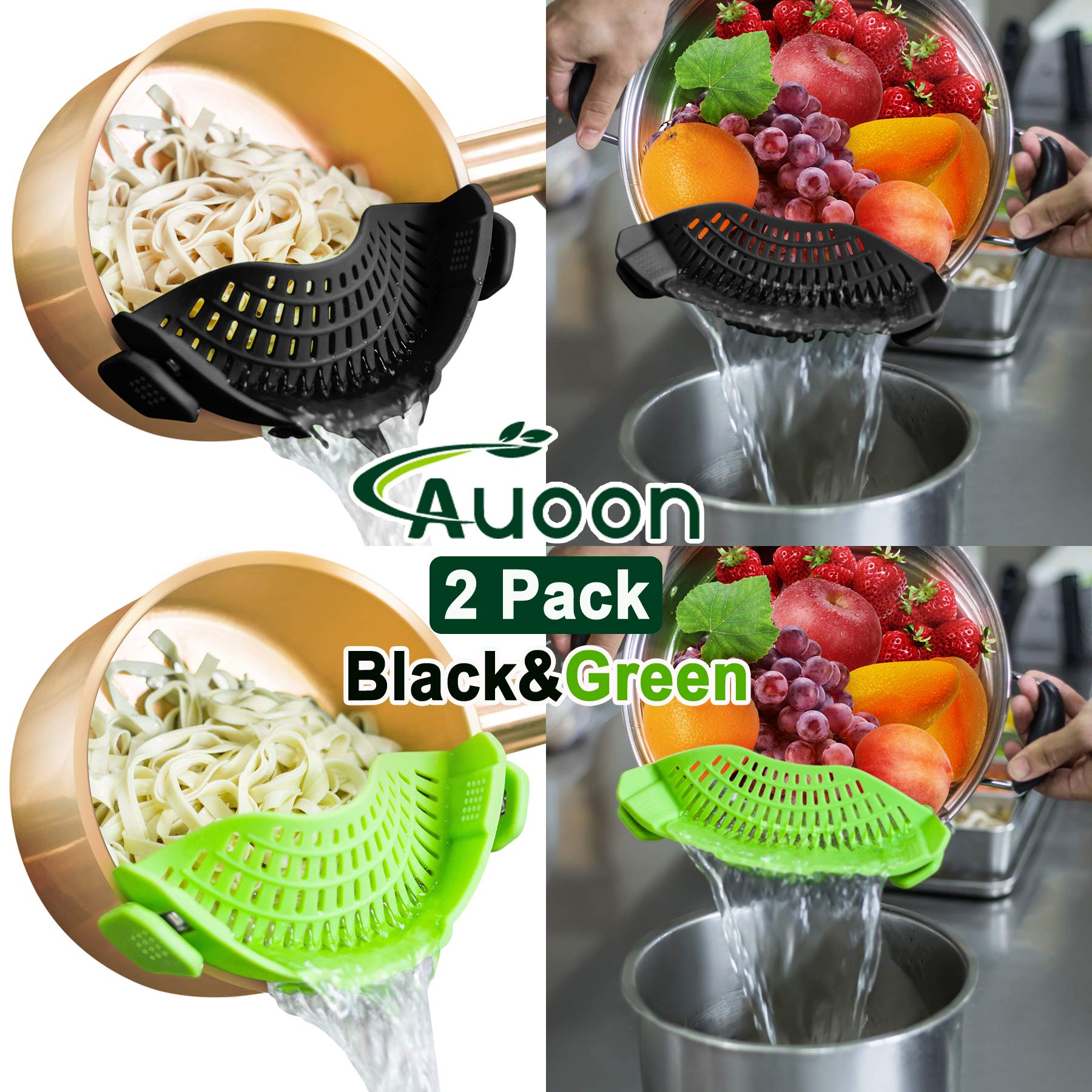 AUOON escurridor acoplable para sartén, drena sin salpicar.