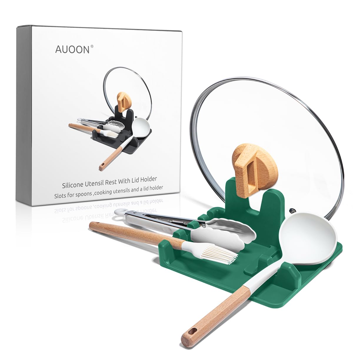 AUOON soporte-cucharas-estufa en silicona azul marino para encimera ordenada