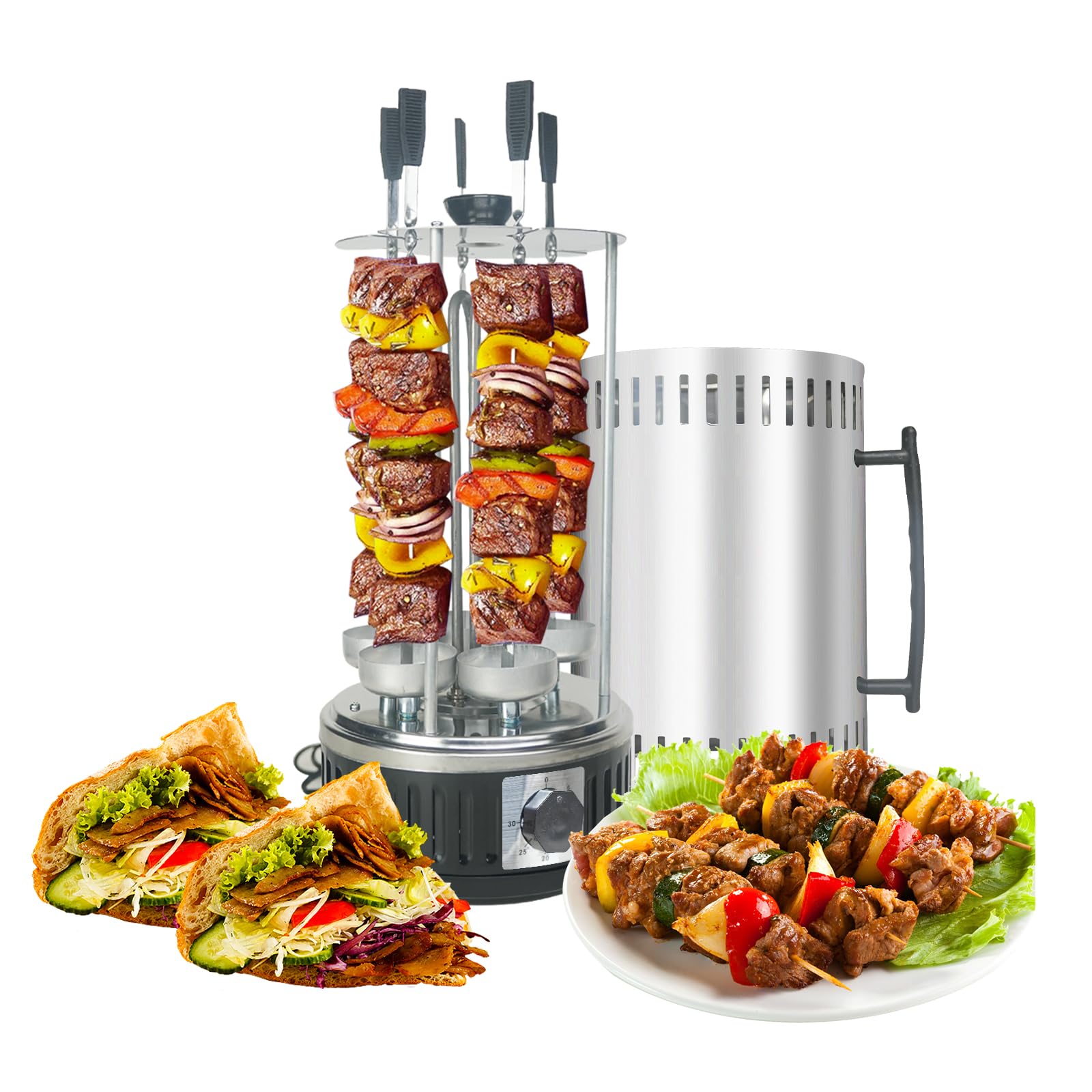 AUPLEX asadera vertical rotativa en acero inoxidable para cocción uniforme