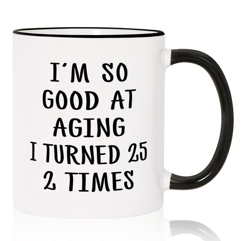 Aurahouse Taza 50cumpleanos con diseno doble cara, ideal para celebraciones con humor.