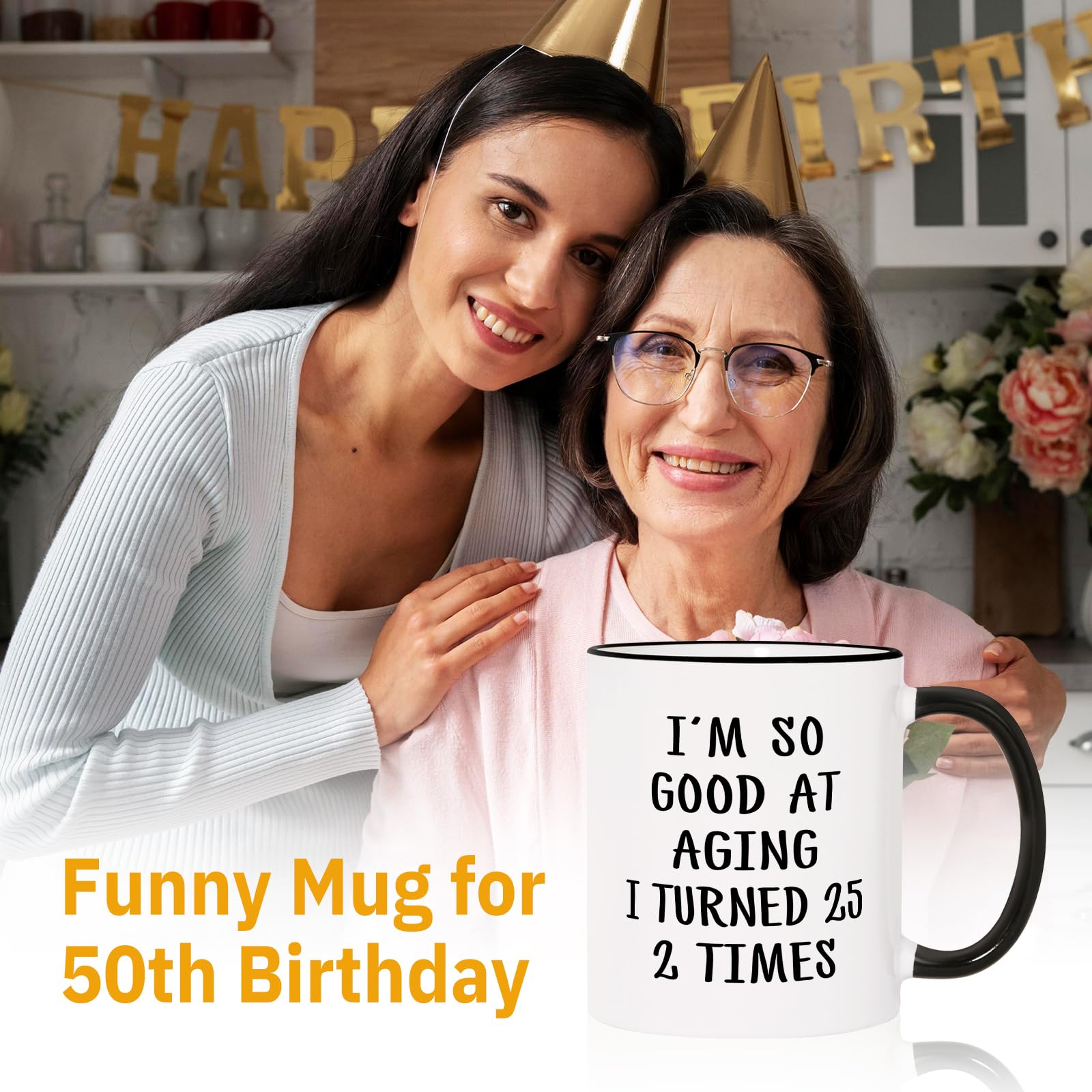 Aurahouse Taza 50cumpleanos, regalo ideal para madres padres amigos.