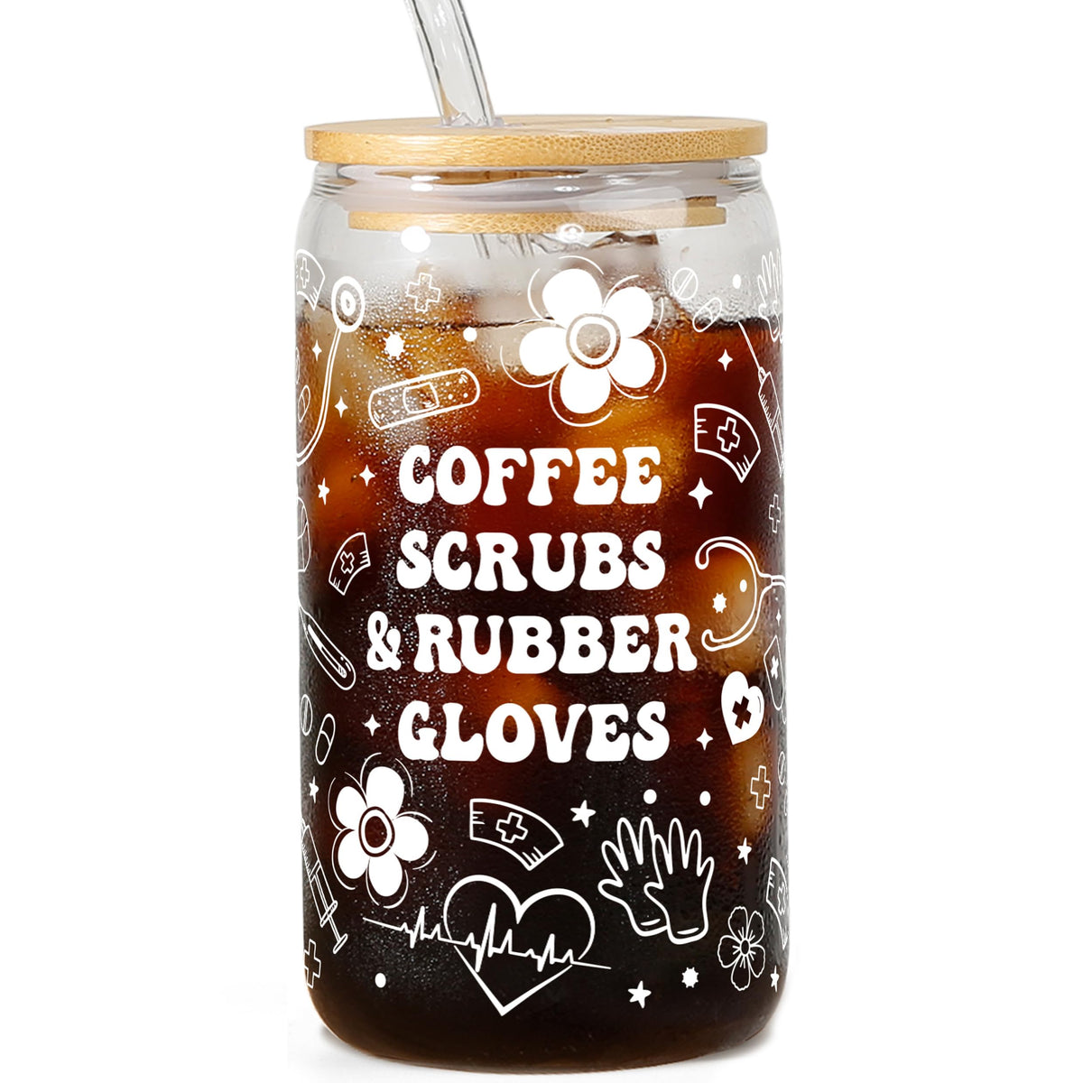 Aurahouse taza enfermera de 16 oz con tapa, ideal para bebidas durante turnos.