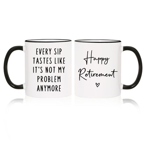 Aurahouse taza jubilación frontal con frase divertida para empezar el día.