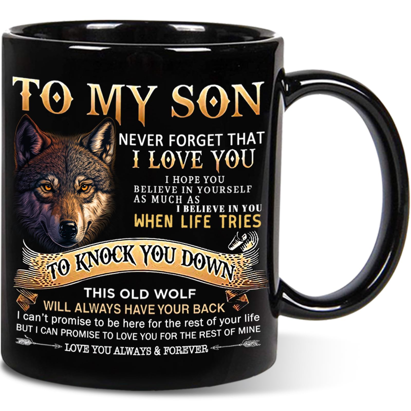 Aurahouse Taza Lobo Hijo 11oz con motivo duradero para café diario