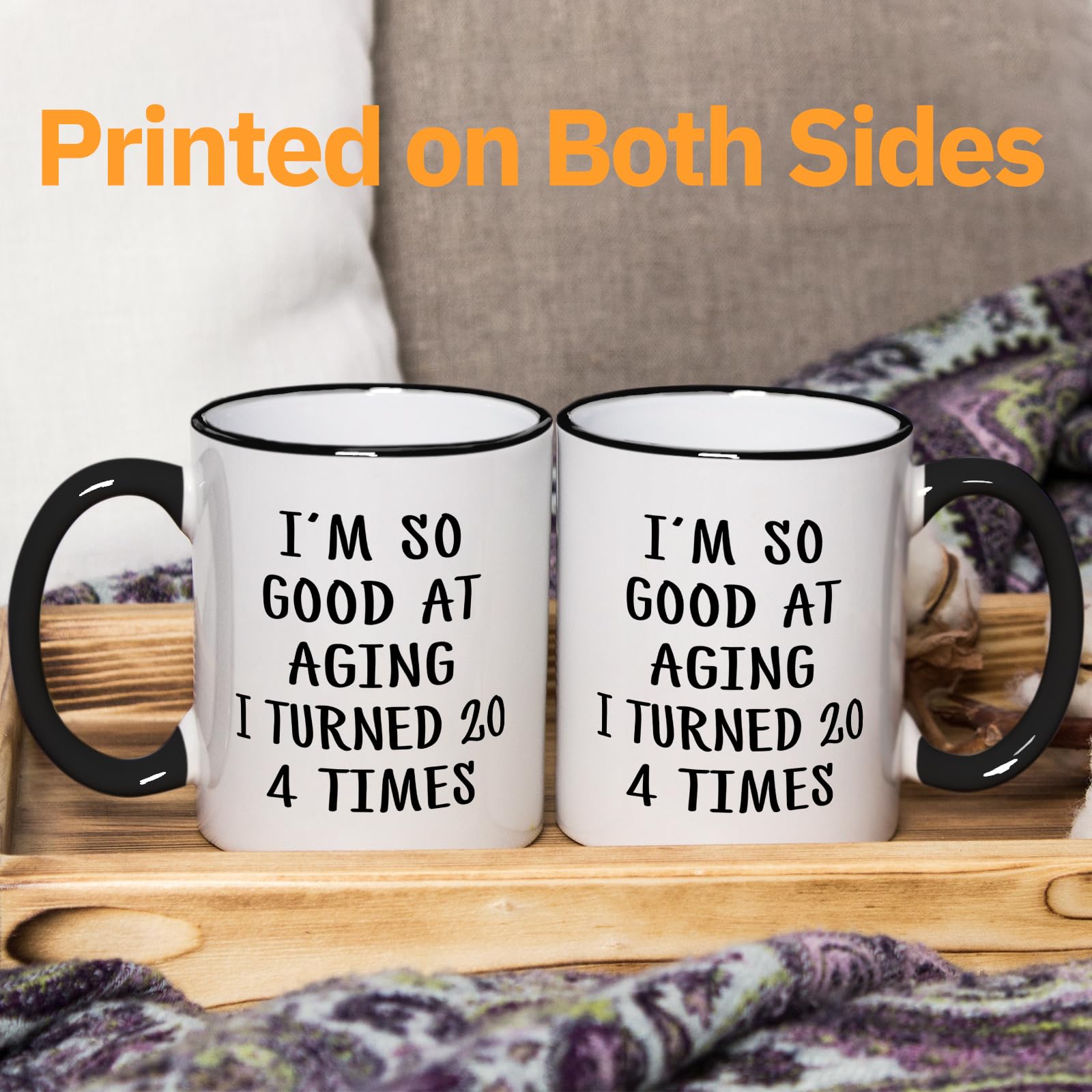 Aurahouse Taza 80 Aniversario toma de café diaria, humor al despertar.