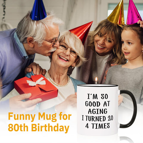Aurahouse Taza 80 Aniversario para mamá, papá y abuelos, regalo perfecto.