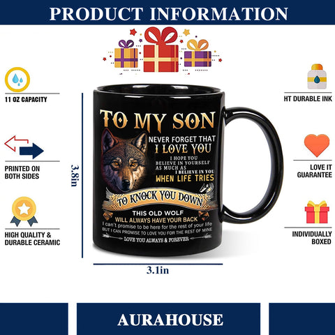 Aurahouse Taza Regalo Hijo Lobo 11oz, regalo significativo