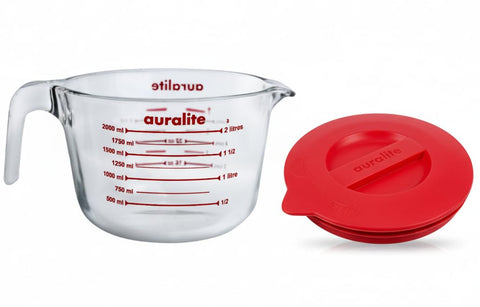 Auralite vaso medidor de cristal 8 tazas para lectura rápida de medidas.
