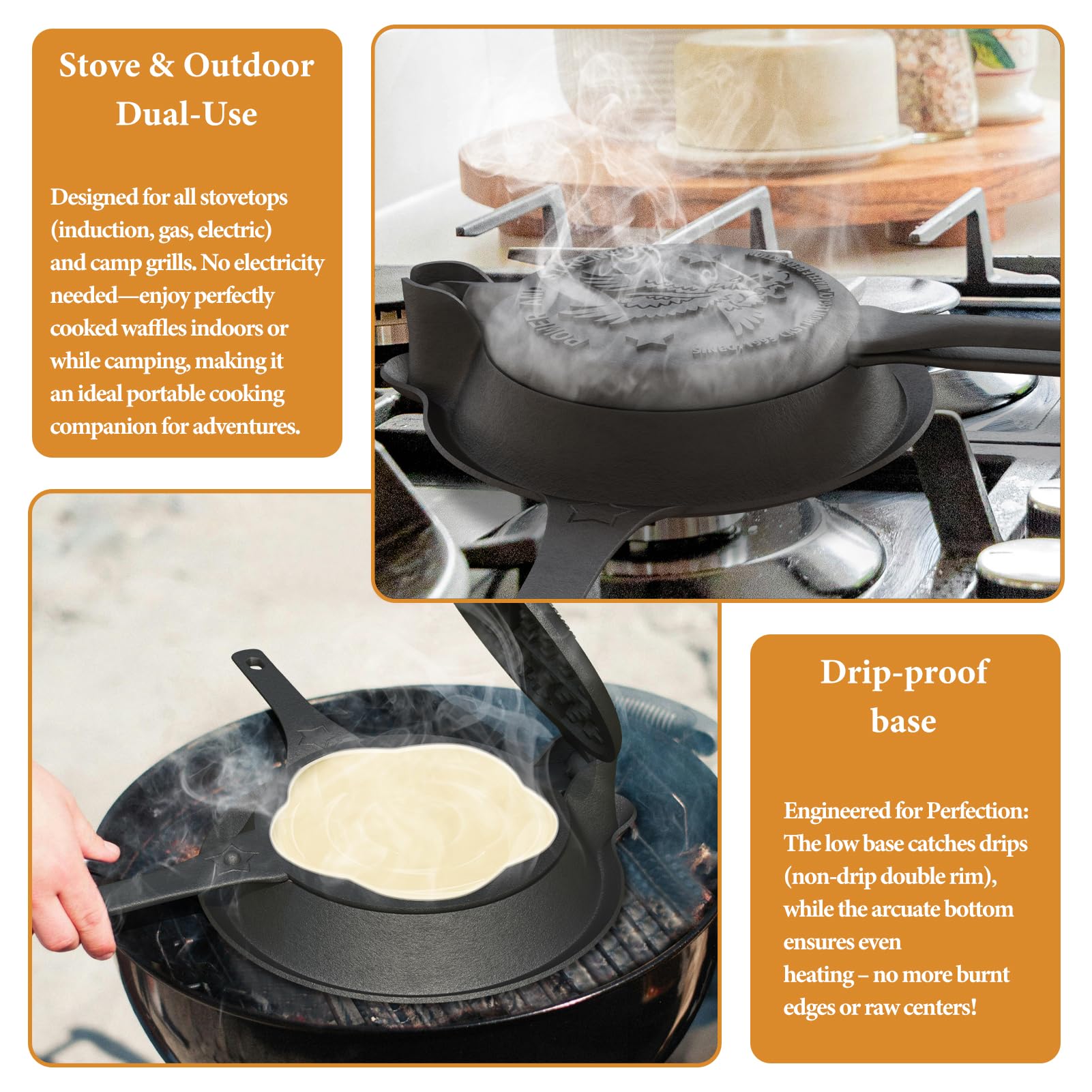 Aurionix gofrera apta para camping y estufas para cocinar al aire libre.