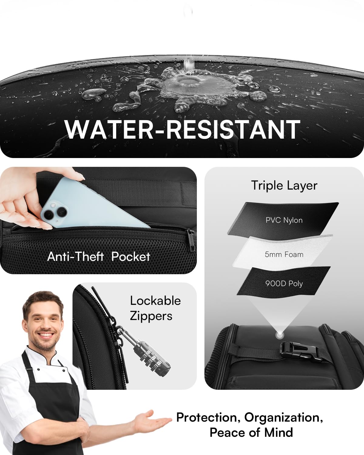 AUROTIER bolsa cuchillos chef funda para tableta de 15,6 pulgadas
