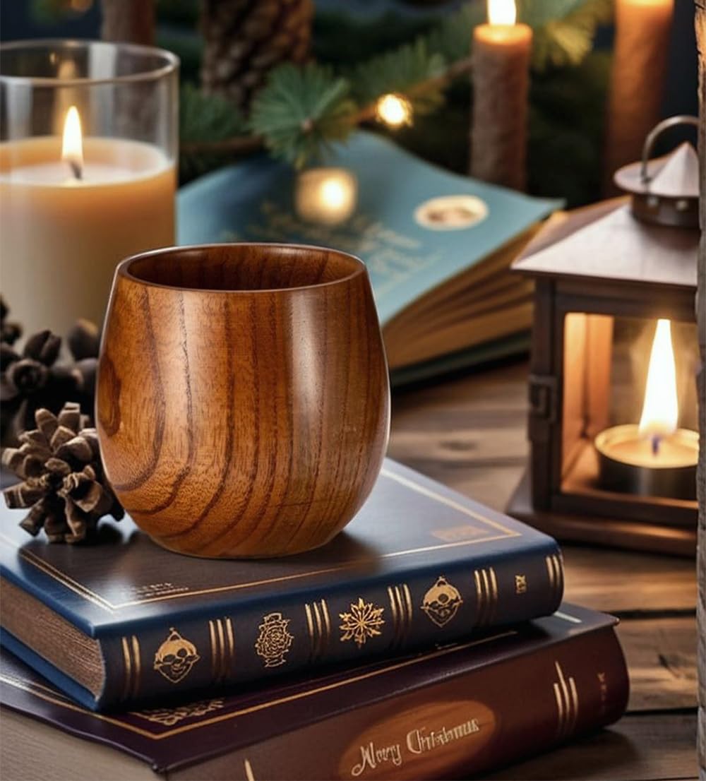 Aurueda vaso whisky de madera uso diario, duradero para beber con estilo.