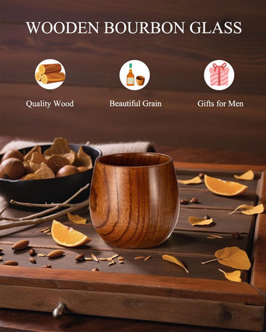 Vaso whisky Aurueda de madera, aroma natural, ideal para degustaciones y regalos.