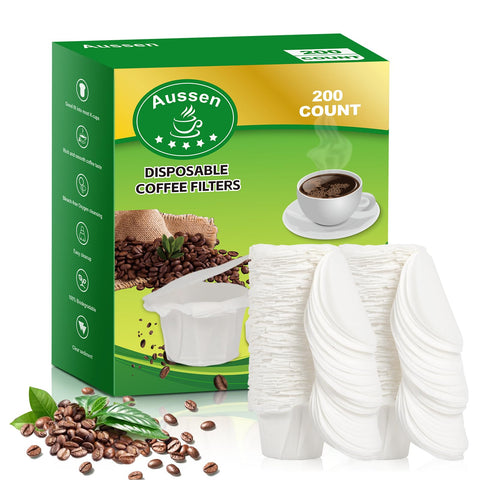 Aussen filtros de café desechables para Keurig, blanco con tapa, fáciles de usar.