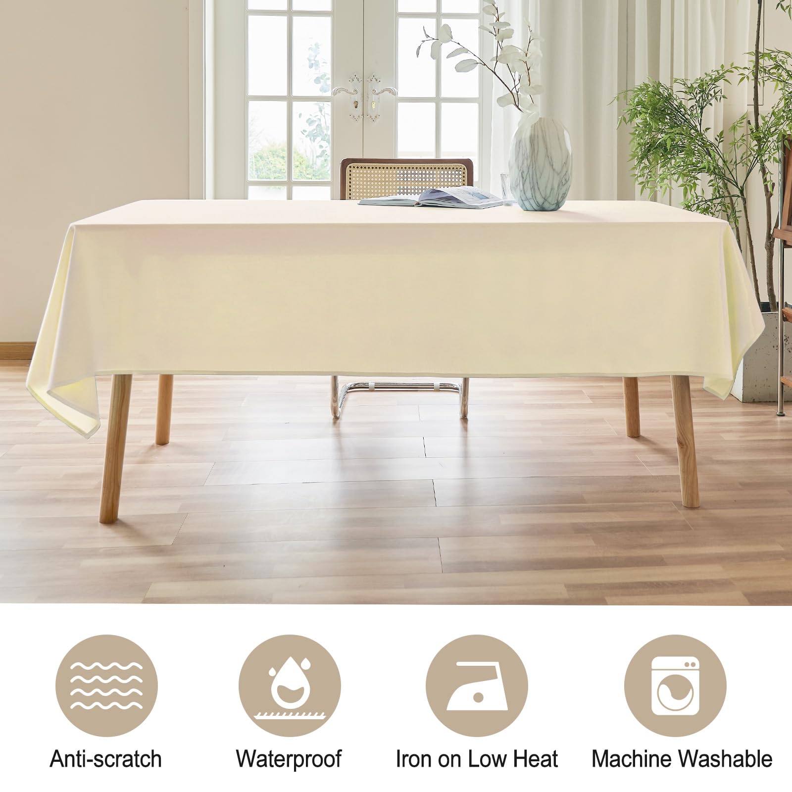 Mantel AUSSPVOCT texturizado de lino, lavable y práctico para cenas.