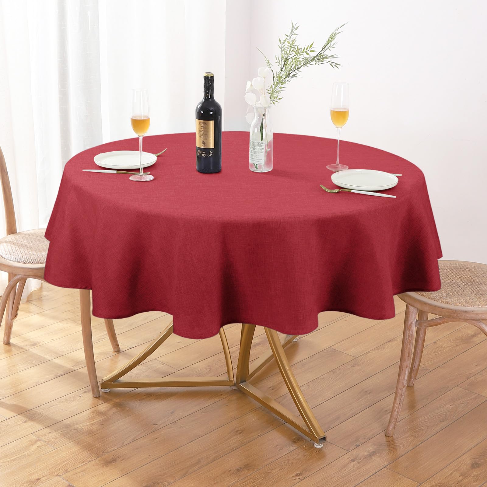 Mantel texturizado AUSSPVOCT para mesa redonda de 60 pulgadas, añade elegancia duradera