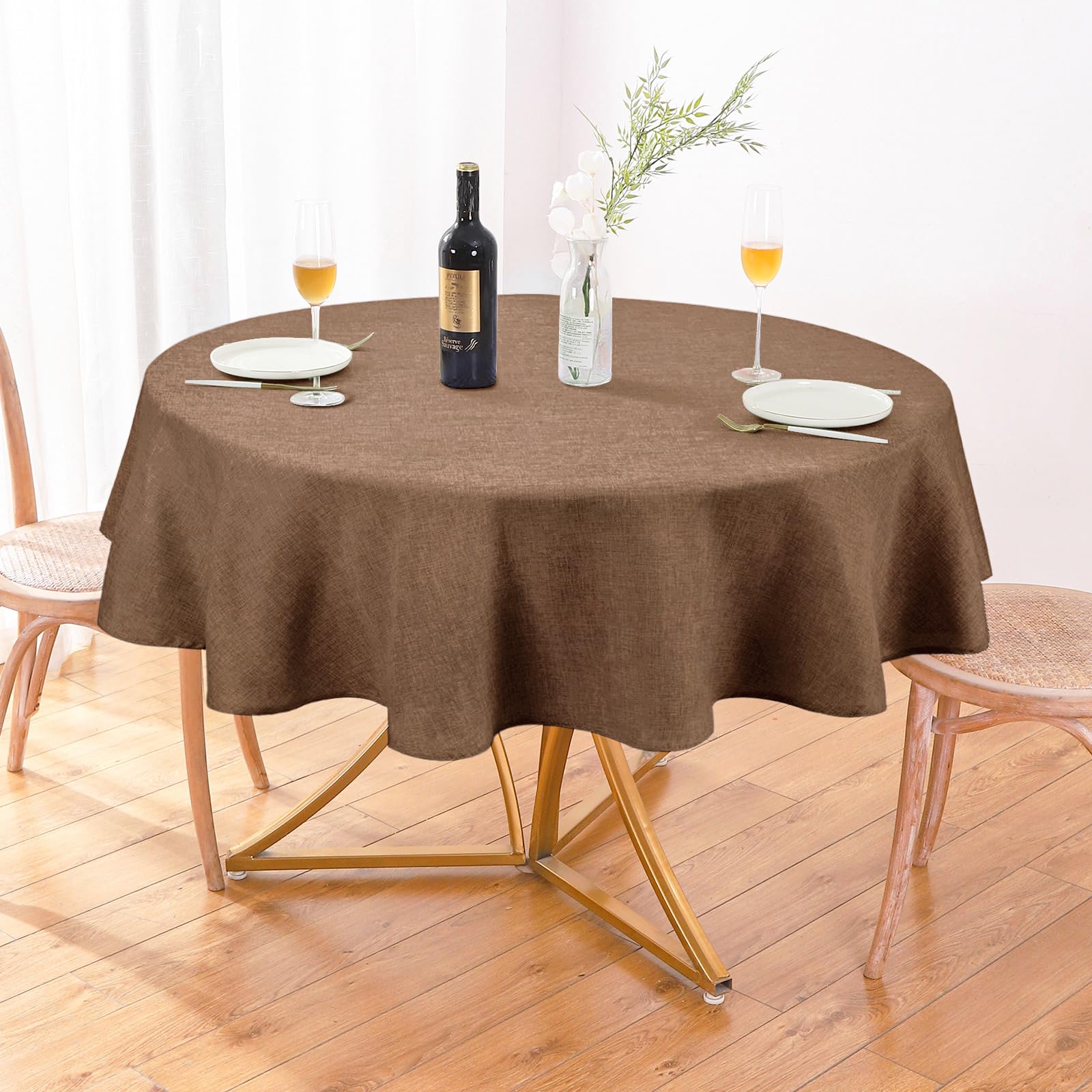 Mantel redondo texturizado AUSSPVOCT de 60 pulgadas para mesa elegante y protegida