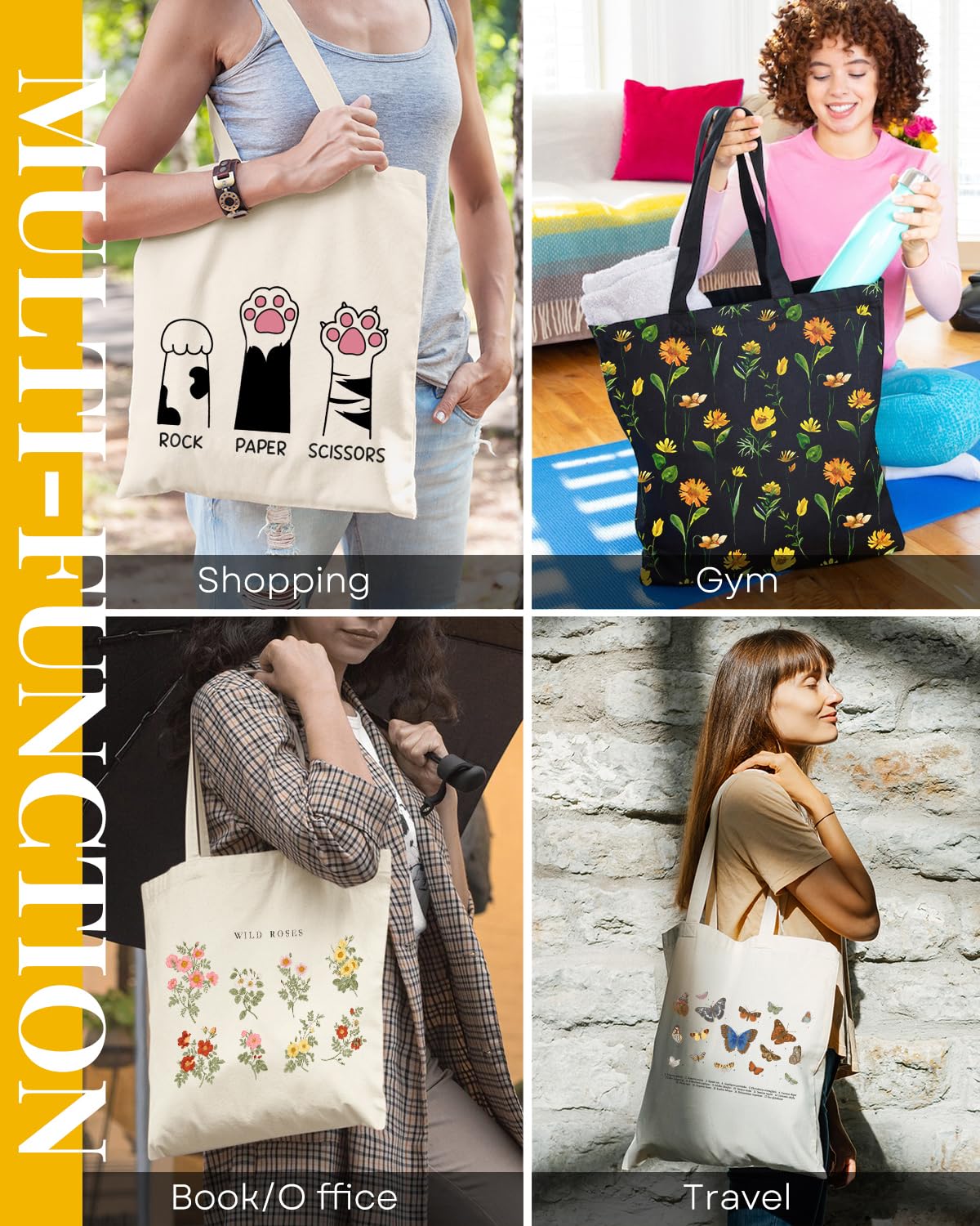 AUSVKAI bolsa de lona para libros y tablet, ideal para estudio y universidad.
