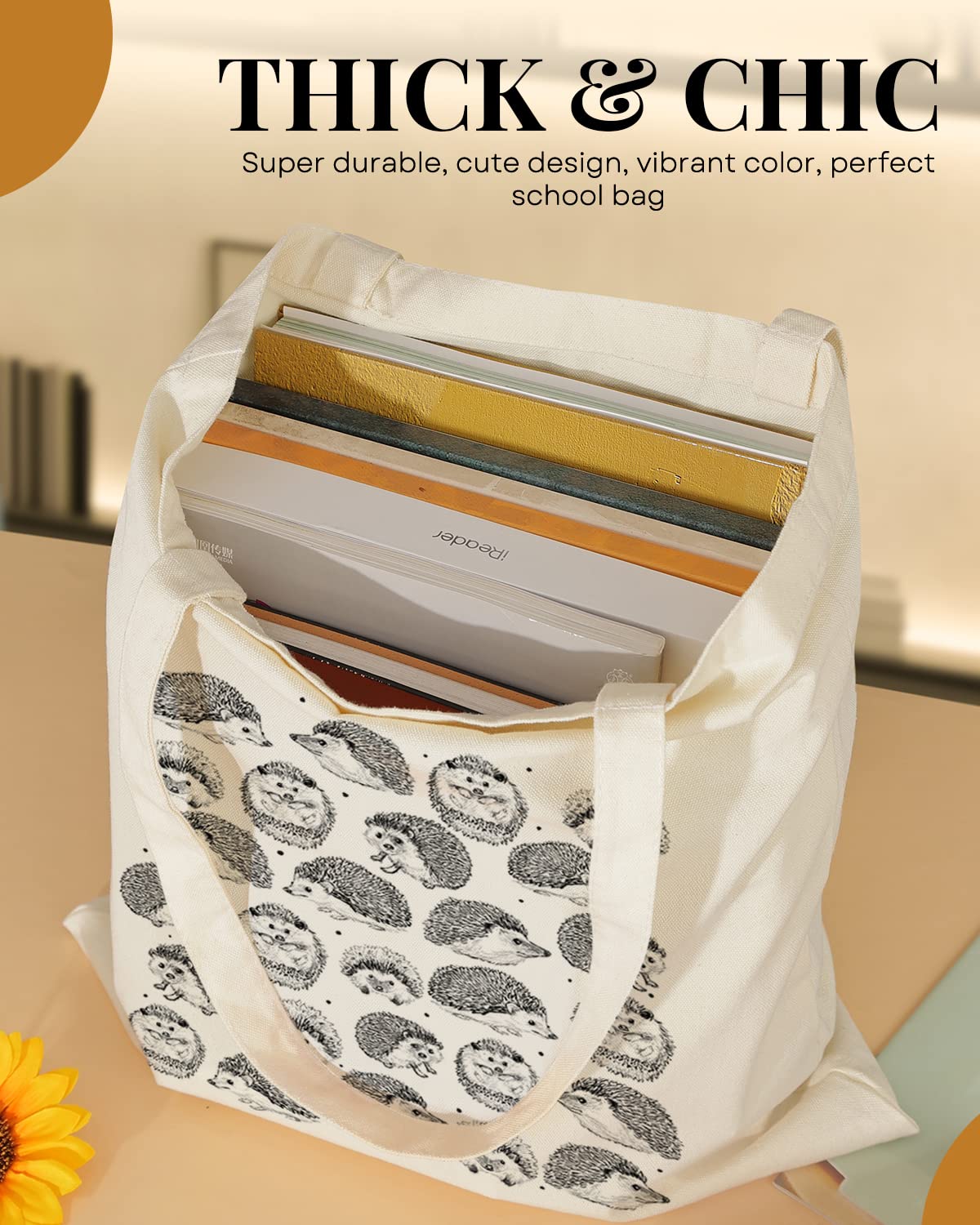 AUSVKAI bolsa reutilizable con diseño erizo para amigas.