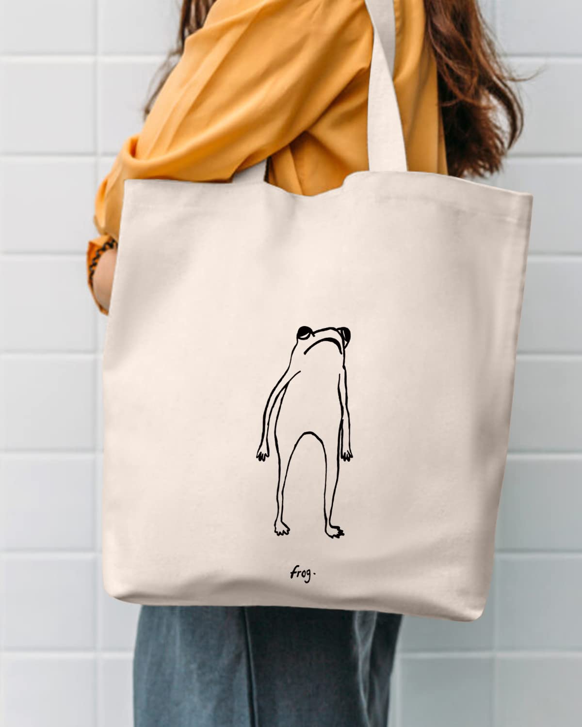 Bolso AUSVKAI de canvas con mango largo para llevar sobre el hombro.