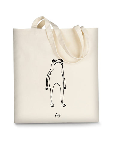 Bolso AUSVKAI de canvas con rana en primer plano, ideal para uso diario.