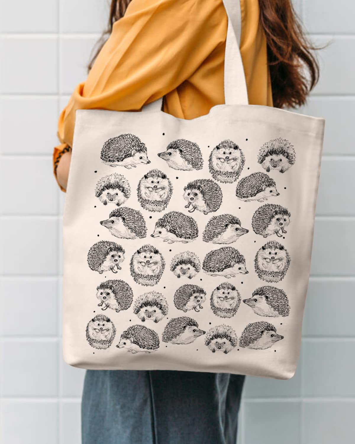 AUSVKAI tote lona erizo, perfecta para universidad y paseos.