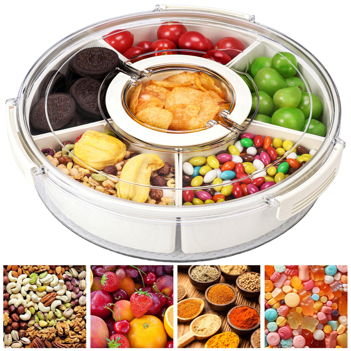 Ausynax Snackle Box contenedor seccionado con tapa para organización diaria.