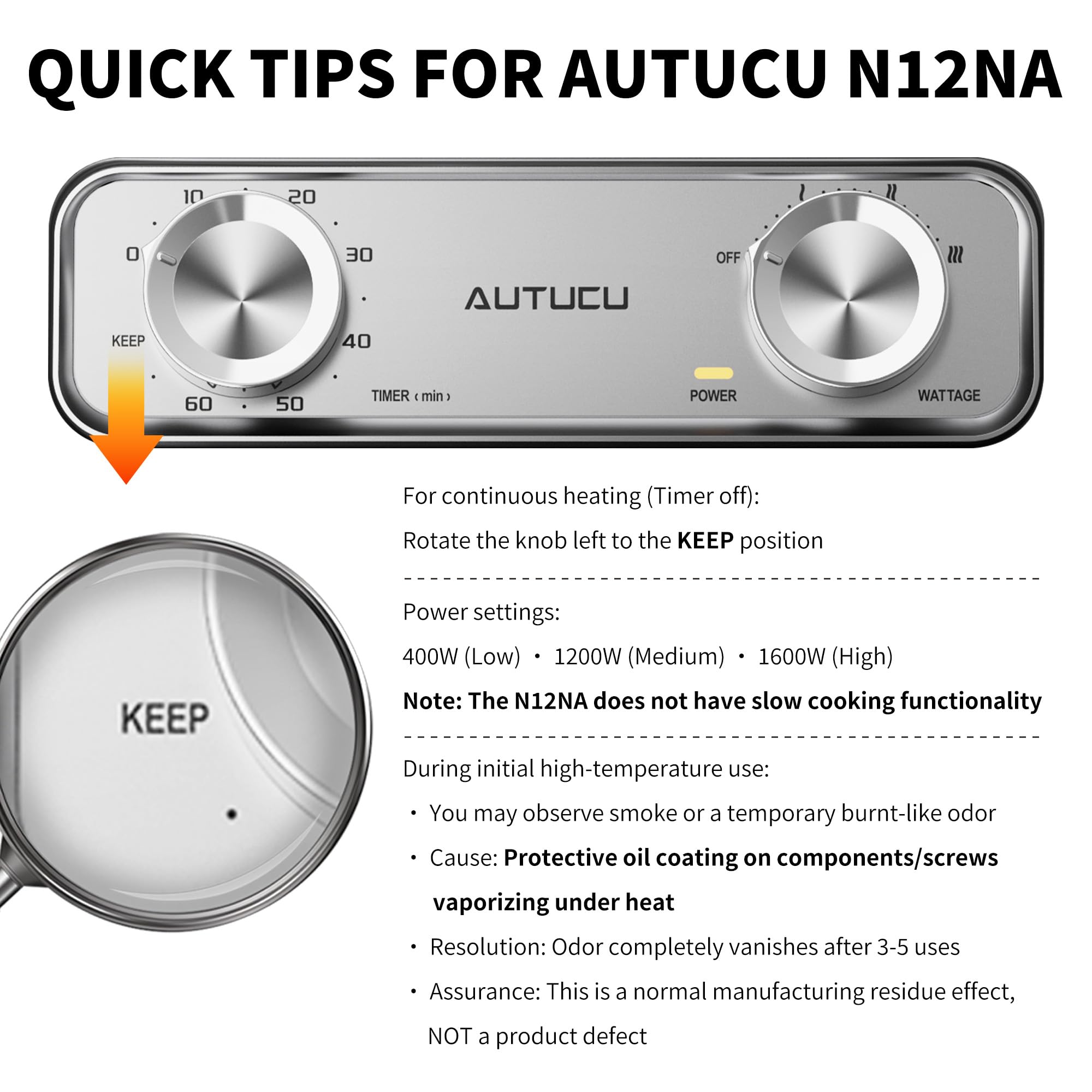 AUTUCU control dual para temporizador y potencias, preparación versátil.
