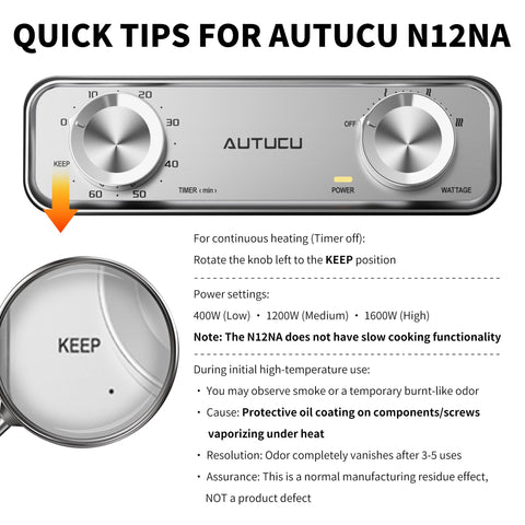 AUTUCU control dual para temporizador y potencias, preparación versátil.