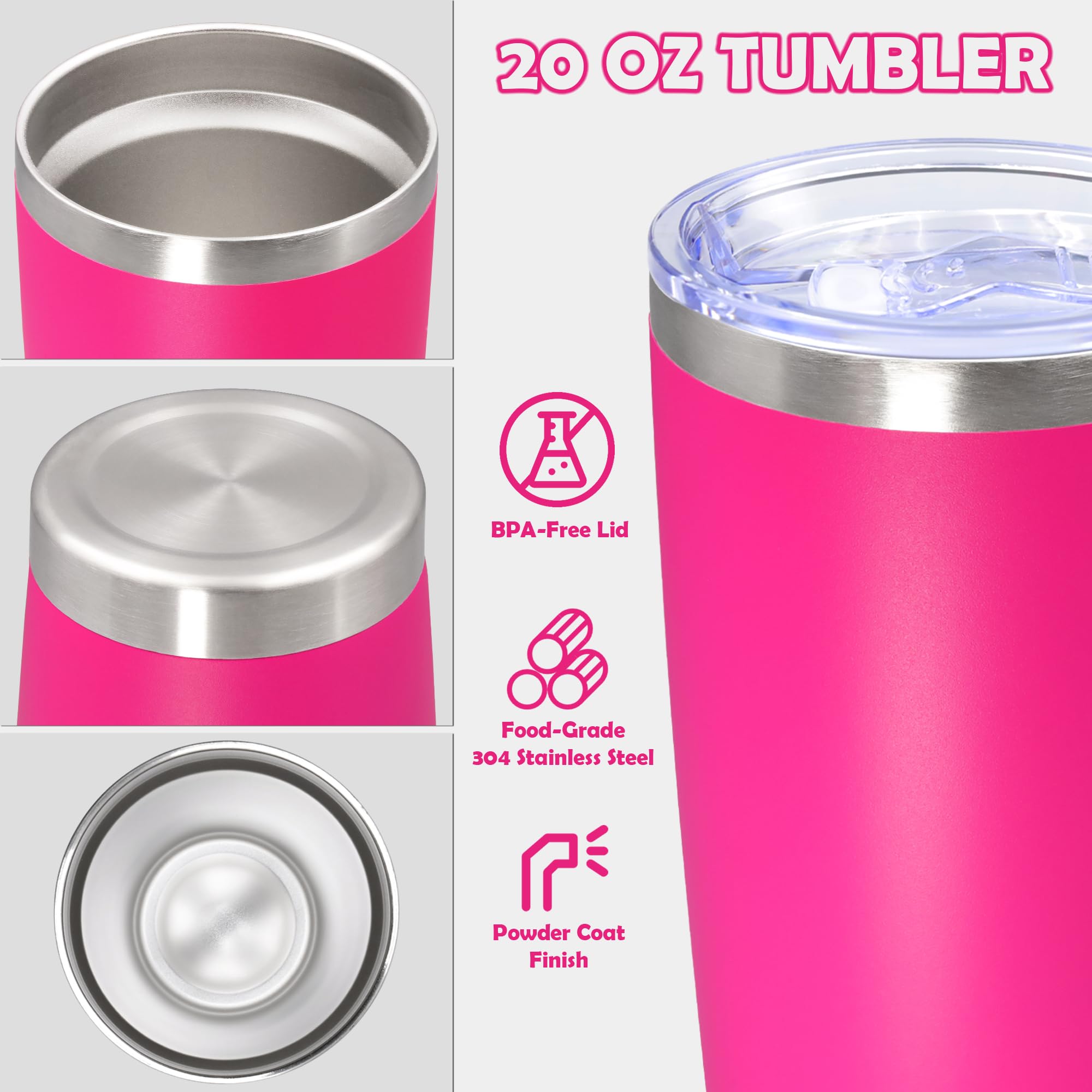 AUWBON 20oz tumbler tapa sin BPA, segura para bebidas calientes o frías.