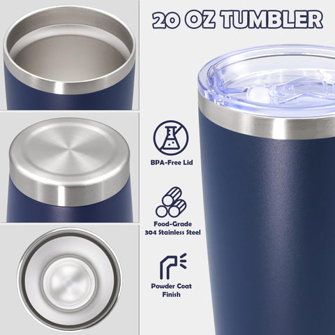 AUWBON vaso termos con revestimiento en polvo azul marino, resistente.