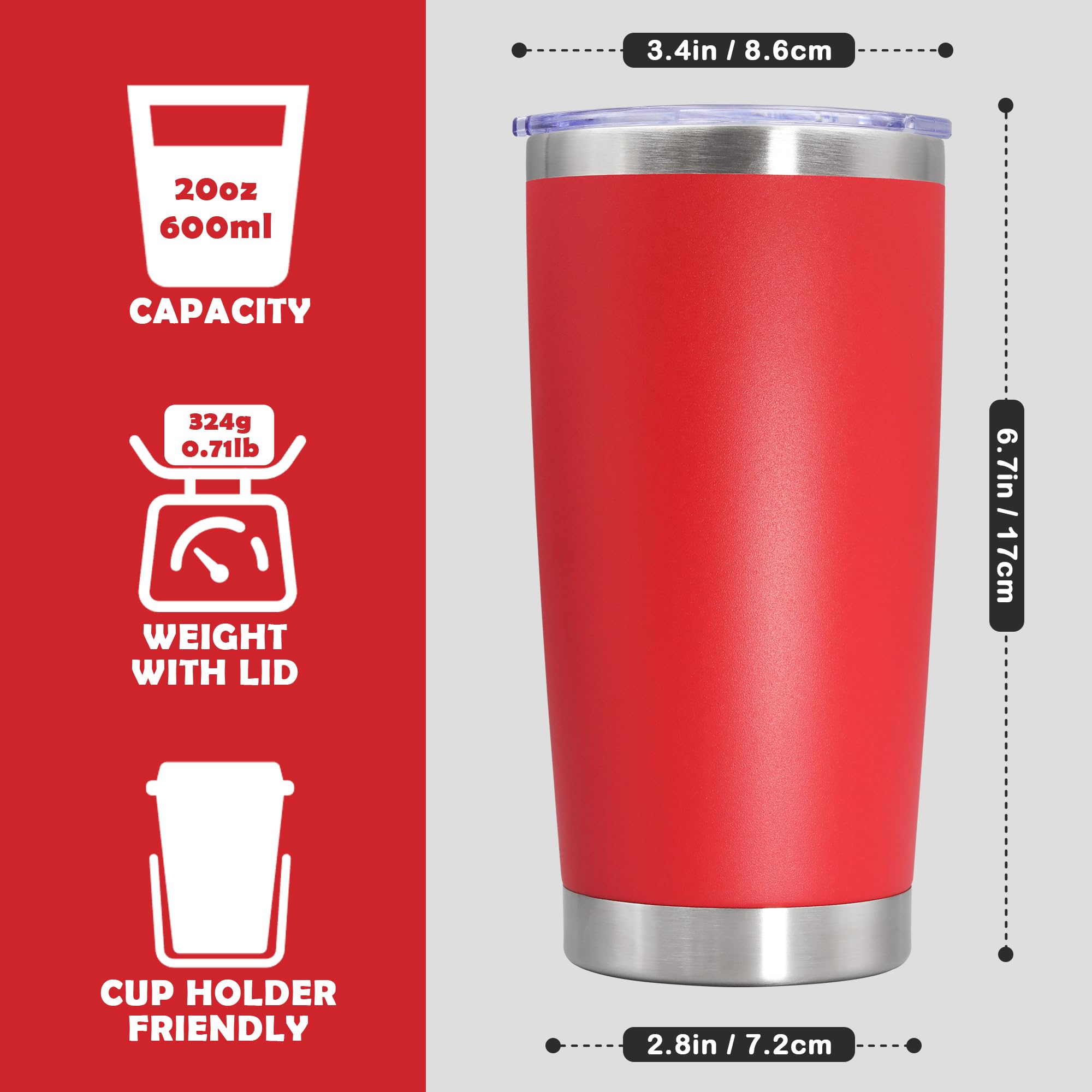 AUWBON tumbler 20oz boca ancha facilita limpieza y llenado