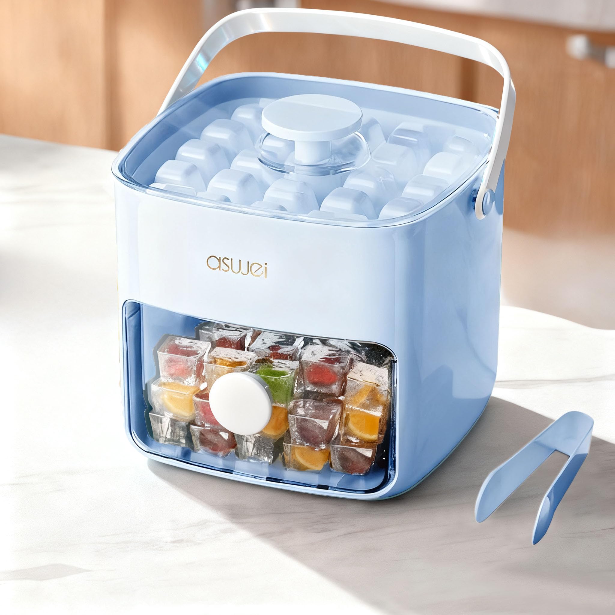 AUZUX Mini Ice Maker: bandejas hielo 48 cubos para bebidas rápidas