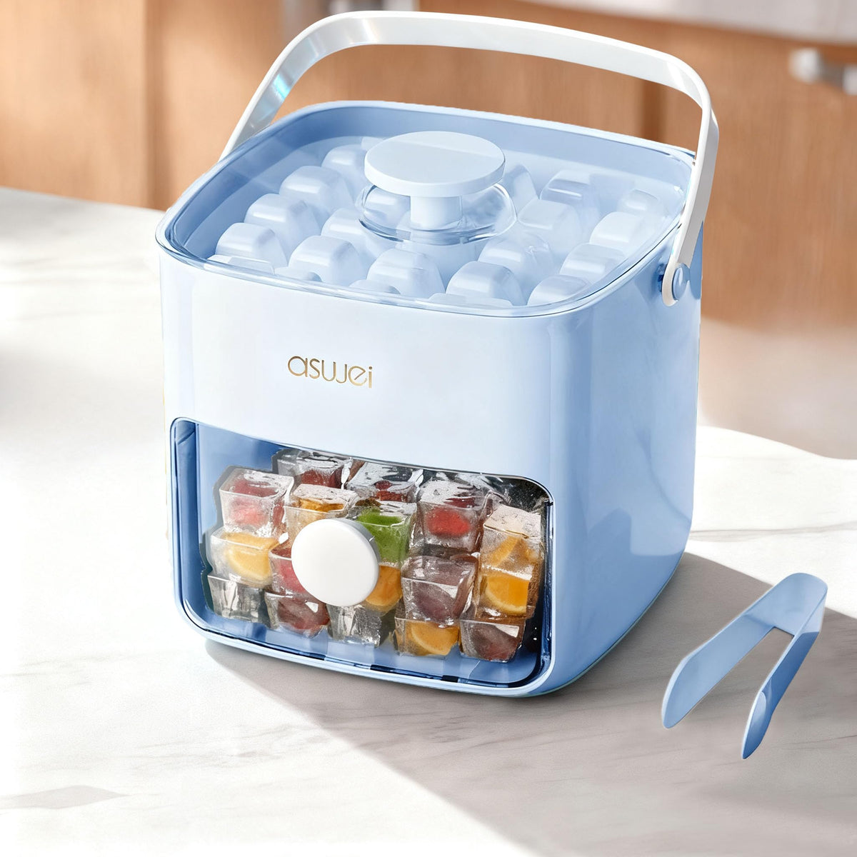 AUZUX Mini Ice Maker: bandejas hielo 48 cubos para bebidas rápidas