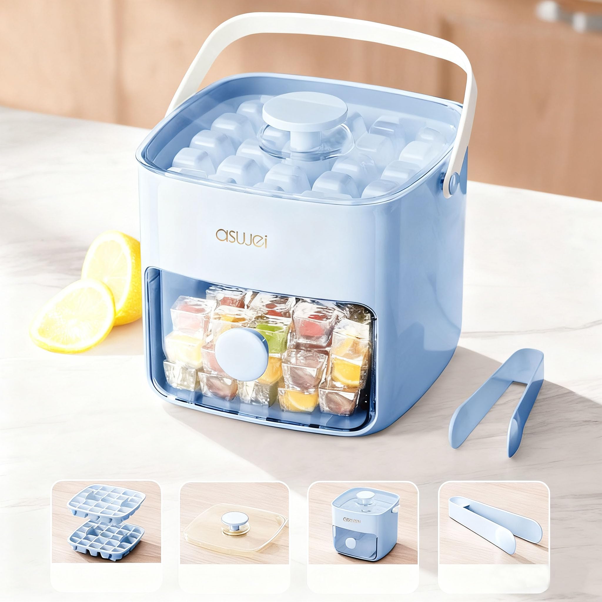 AUZUX Mini Ice Maker: tapa transparente para vigilar hielo