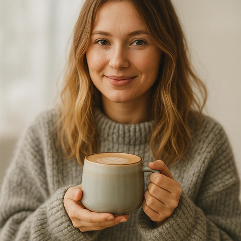Ava Nord: taza cerámica rústica con glaseado reactivo para estilo único.