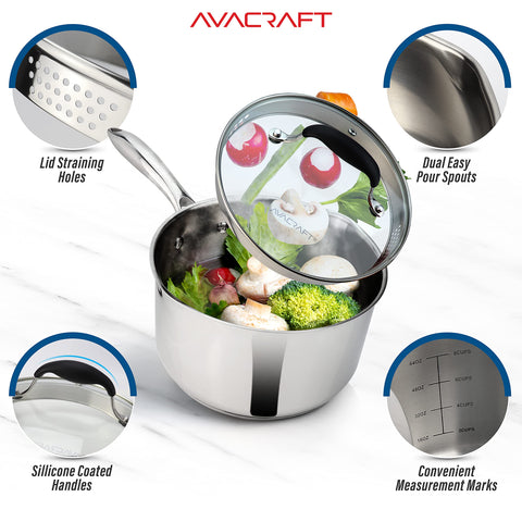AVACRAFT cazo apto inducción, gas y cerámica para estufas múltiples
