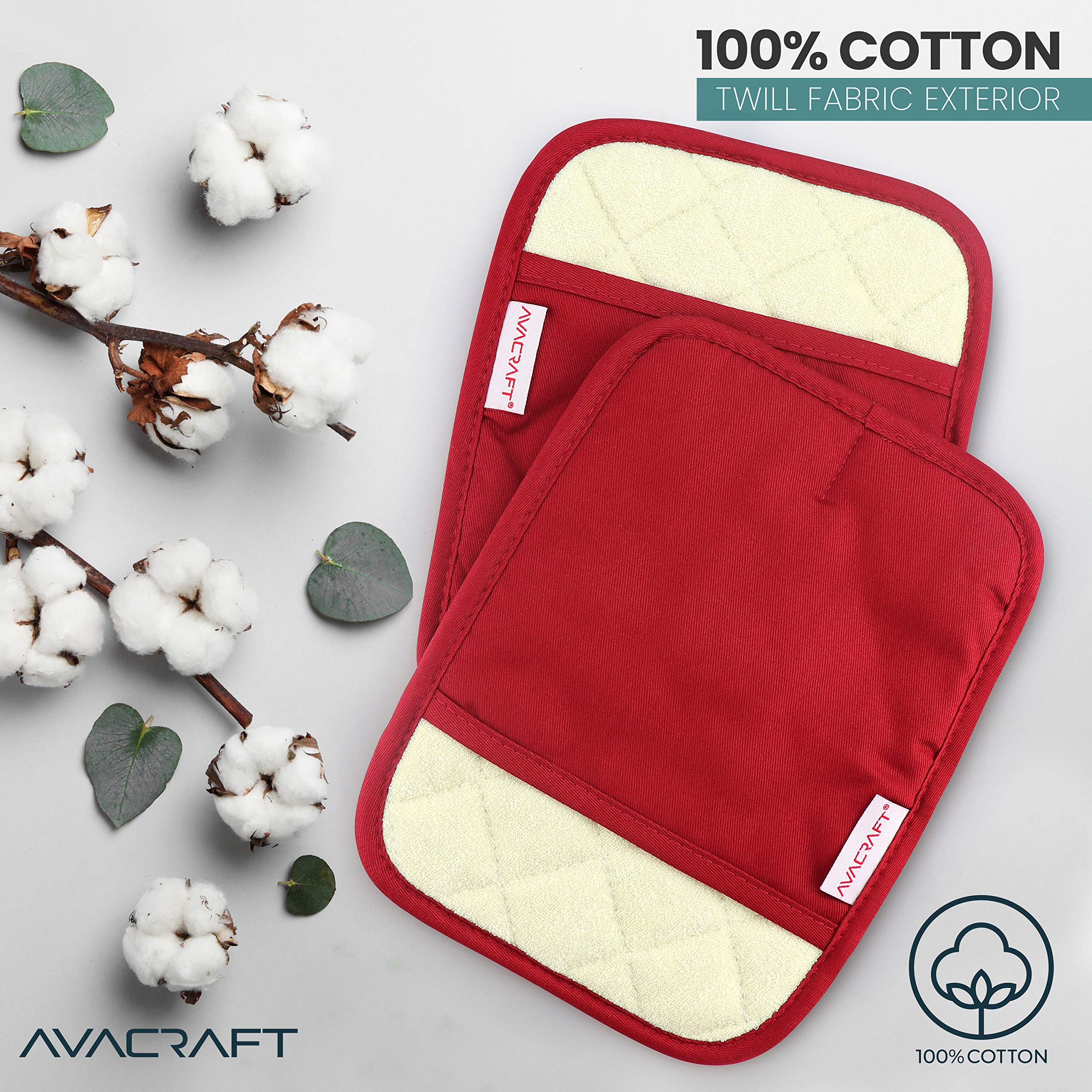 AVACRAFT manoplas para ollas rojas, agarre antideslizante para manipular superficies calientes