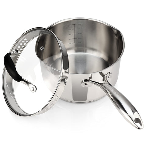 AVACRAFT olla con tapa de cristal y colador para escurrir pasta fácilmente