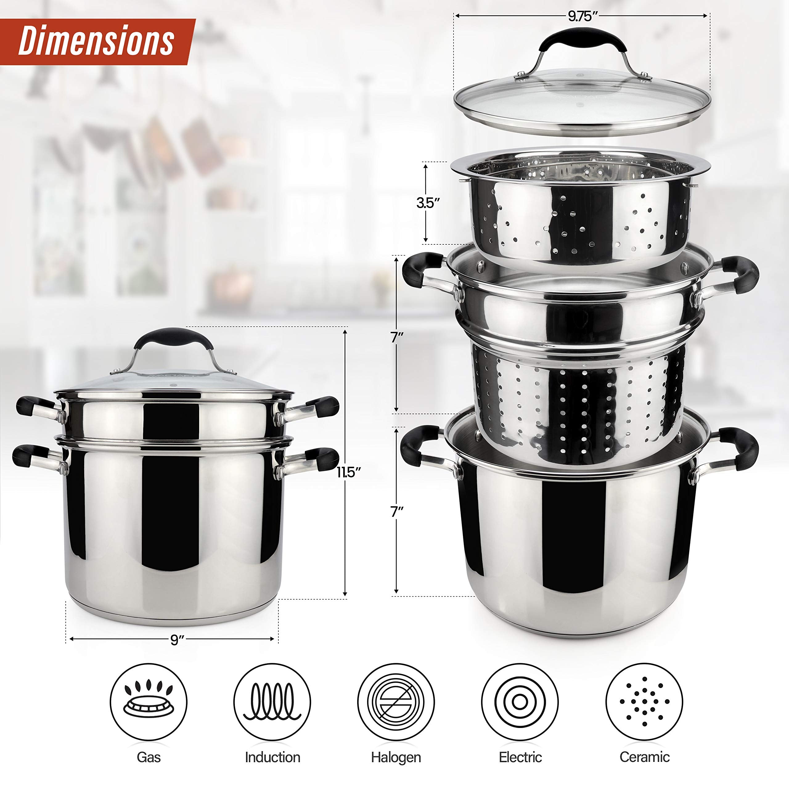 AVACRAFT olla grande con inserto escurridor para colar la pasta fácilmente