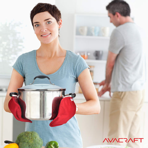 AVACRAFT regalo práctico para cocinillas, manoplas rojas que combinan estilo y utilidad