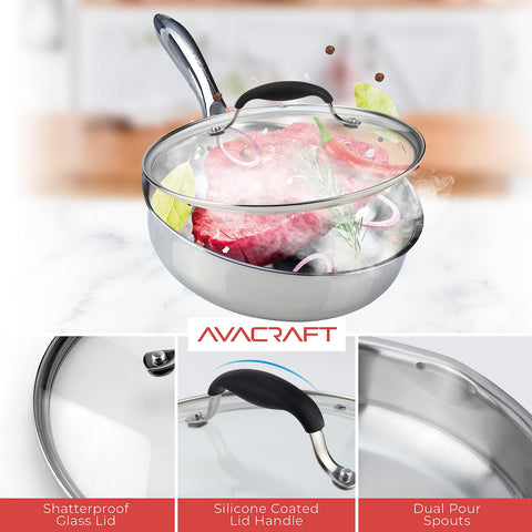 Mango ergonómico AVACRAFT que permanece relativamente frío al tacto.