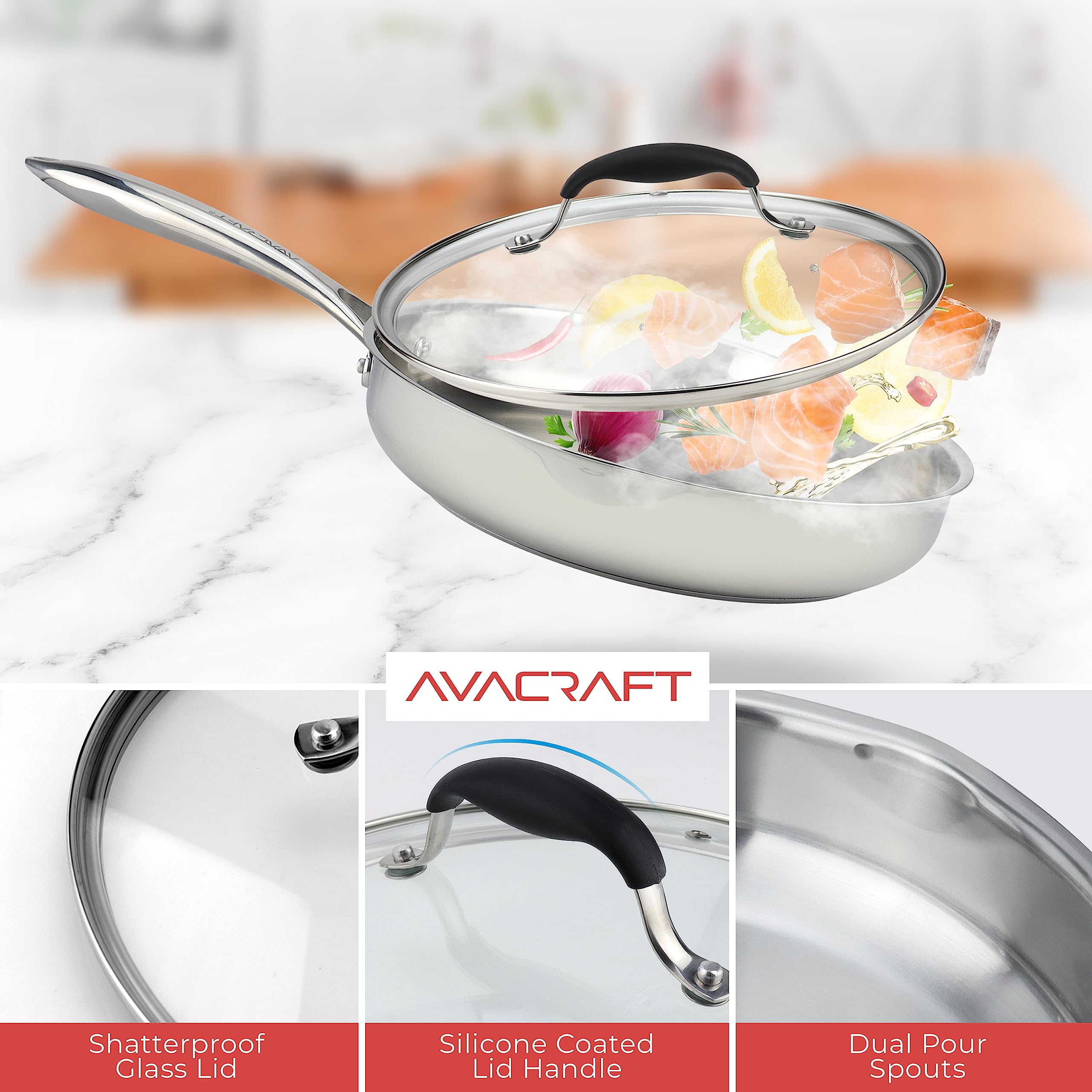 AVACRAFT sarten compatible con inducción para diversas cocinas