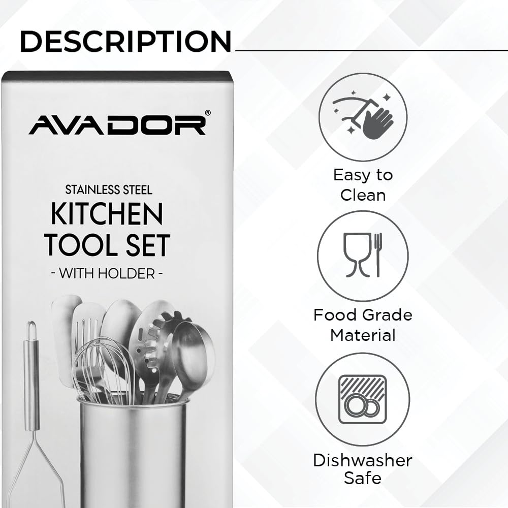 Utensilios Avador Premium aptos para lavavajillas y limpieza fácil.