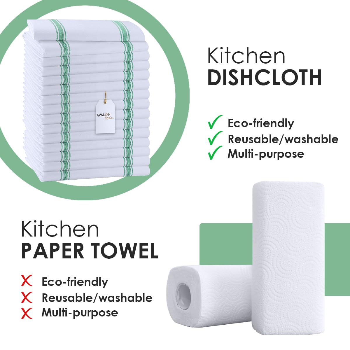 Avalon Kitchen toallas 15x25 con tacto suave para secar platos rápidamente