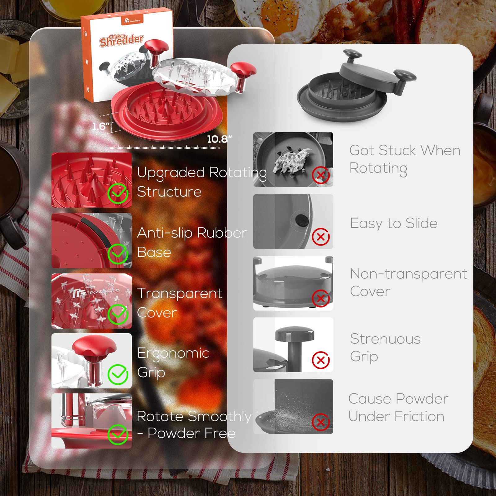 AveFare Pro Shredder resistente al calor para usar junto a la parrilla.