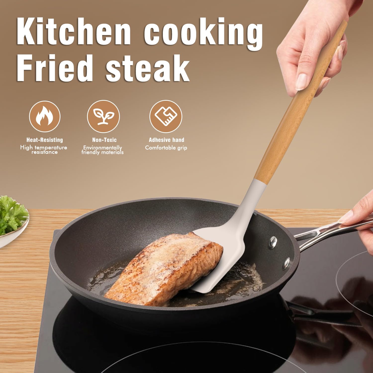 AVGPD utensilio con mango de madera y silicona resistente al calor